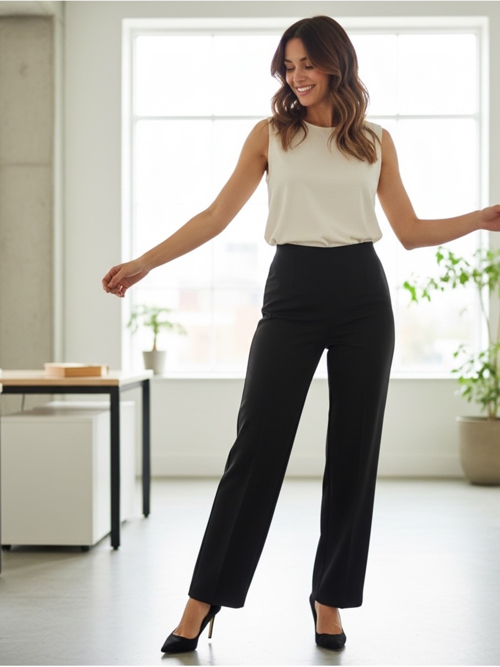 Pantology Brown Straight Leg Pants Size 8